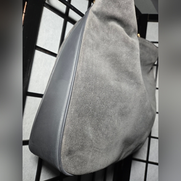 Gucci GM Bamboo Shoulder Bag Suede Leather 2Way Gray - Picture 2 of 9